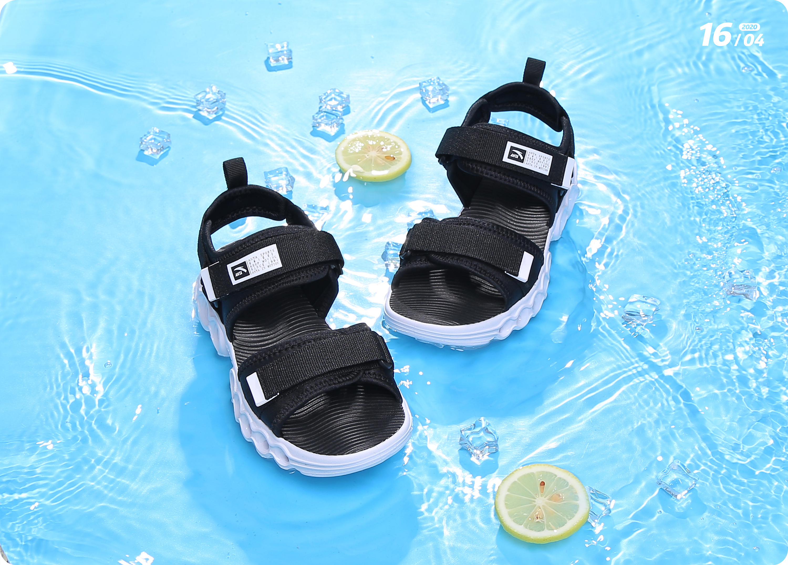 安踏儿童凉鞋棚拍 童鞋静物摄影 夏日场景摄影