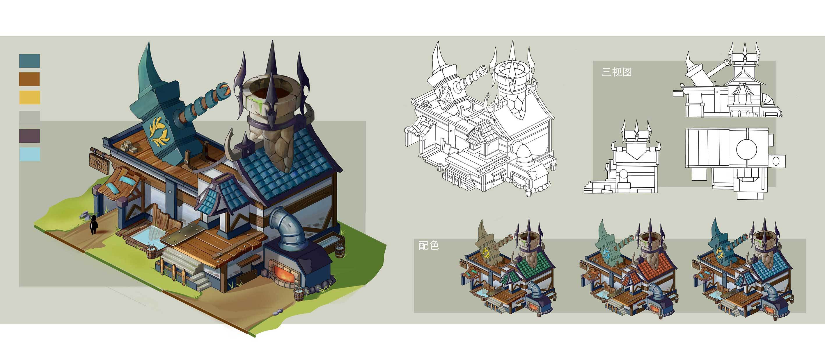 铁匠铺建筑|插画|游戏原画|alongarting - 原创作品 - 站酷 (zcool)