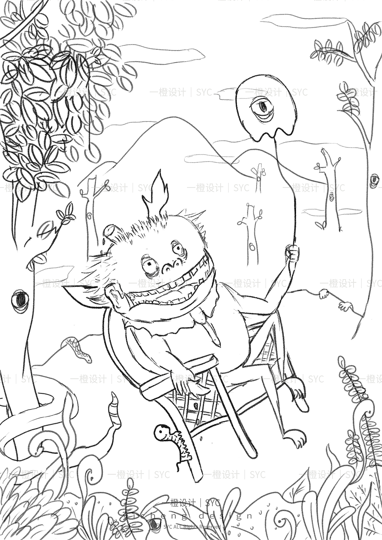 纯手绘插画 | 复古怪诞油画风-一颗少女心的大头怪（图ZMjkyNzk2OTI4） - 艺术插画 - 站酷设计师一橙说原创素材 - 站酷ZCOOL