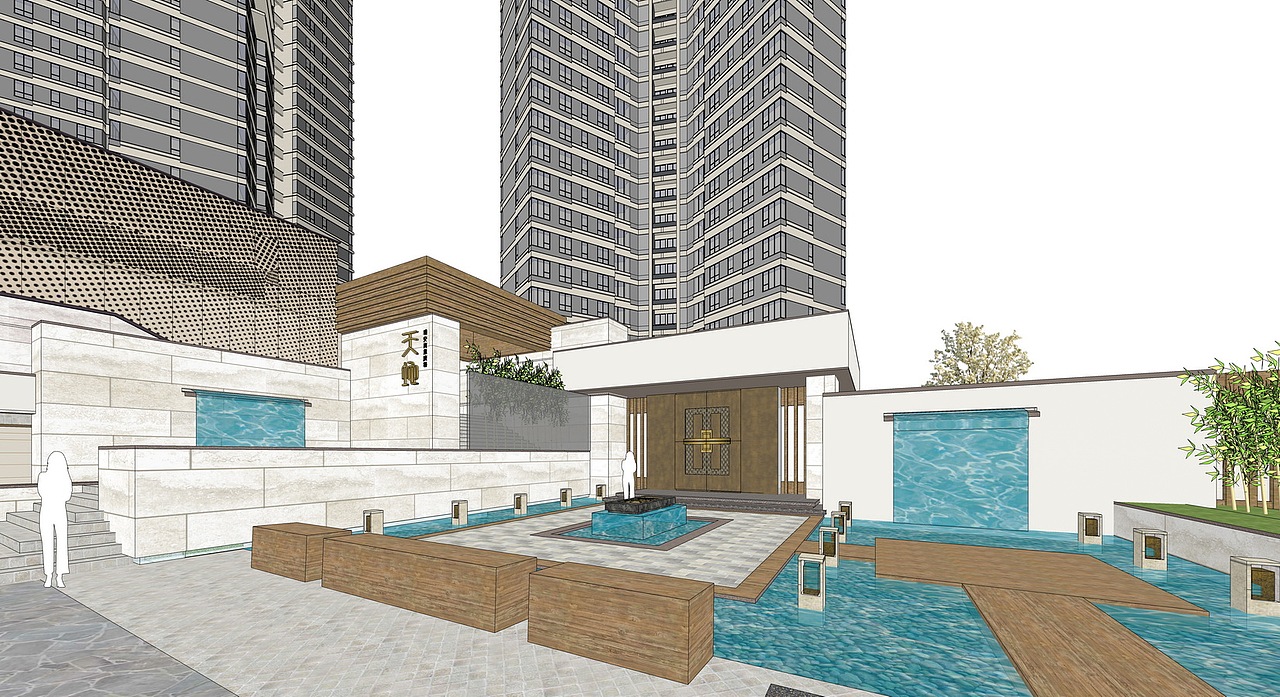 现代超高层住宅公寓SU模型下载