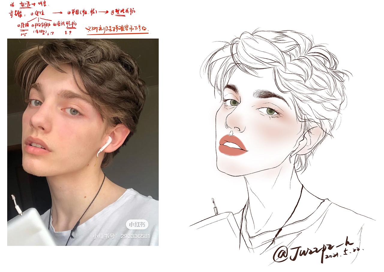 橘子皮人像线稿团练打卡第4期 