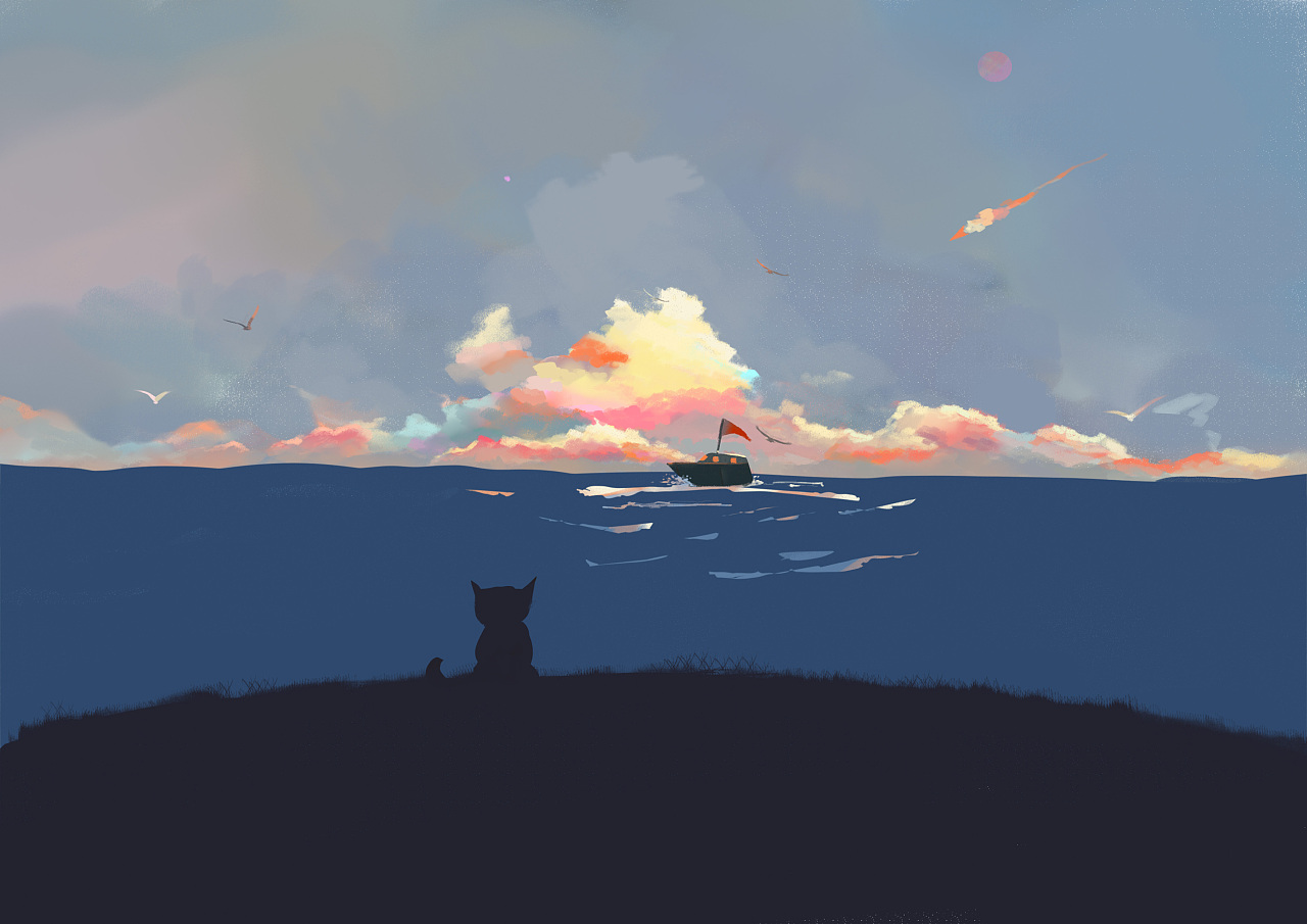 海边的猫|插画|绘本|肥羊蹦哒 - 原创作品 - 站酷 (zcool)