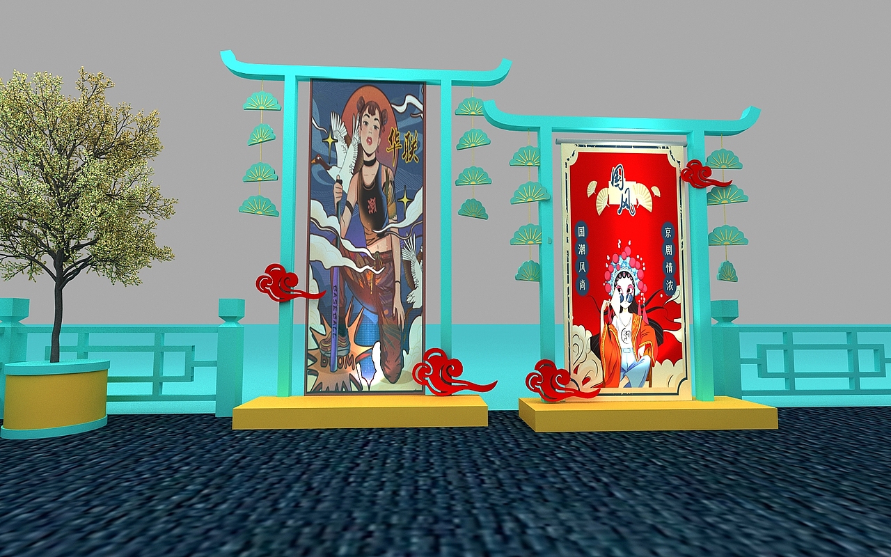 国潮新中式原创美陈