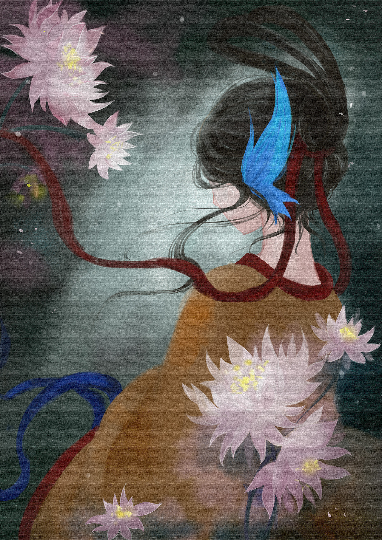 中国的美人鱼鲛人cg插画设计