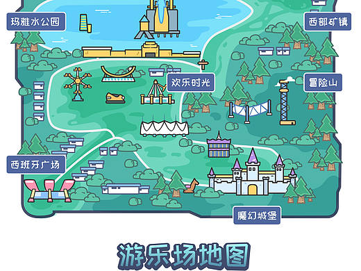 卡通矢量地图——游乐场