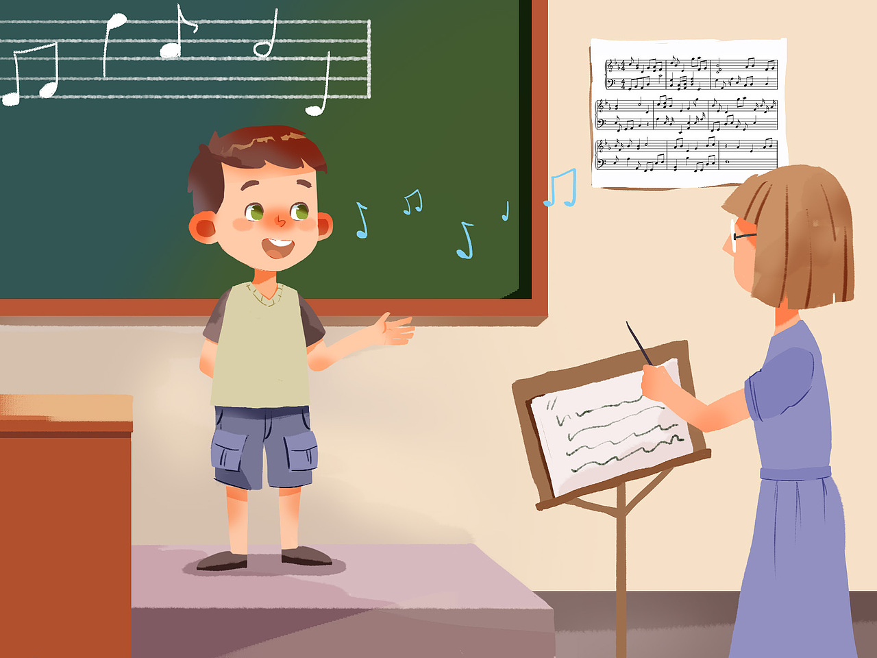 儿童插画小绘本-在学校