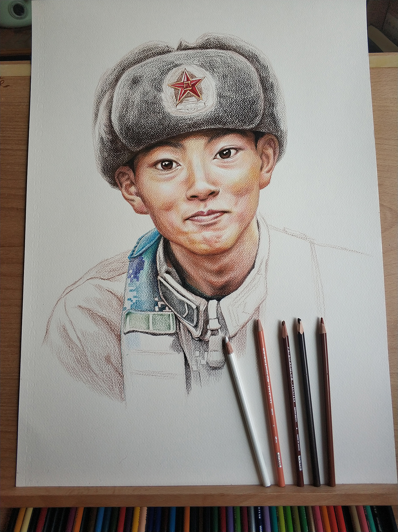 清澈的爱只为中国为英雄陈祥榕画一幅彩铅肖像