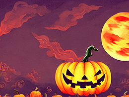 #AI創(chuàng)作實驗室#萬圣節(jié)魔女南瓜月亮橙色夢幻背景