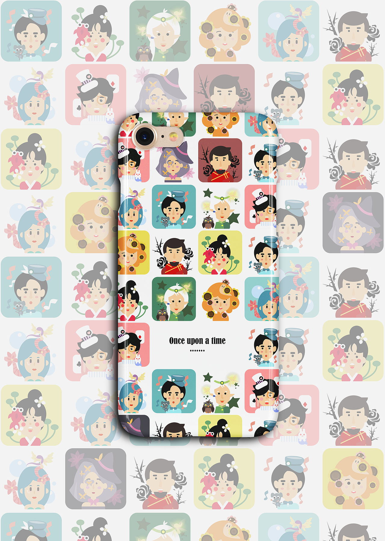 “卡通人物头像风格”手机壳图案设计（图ZMTc0NTI2ODIw） - 图案 - 站酷设计师云物深原创素材 - 站酷ZCOOL