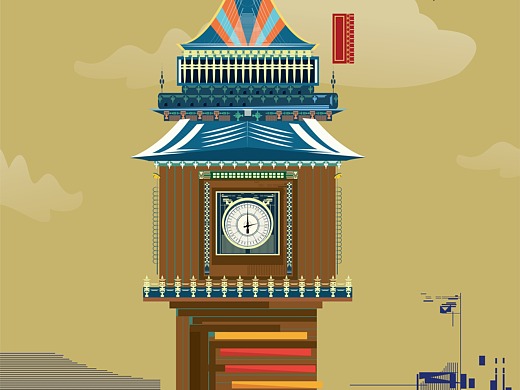 原创插画 钟楼