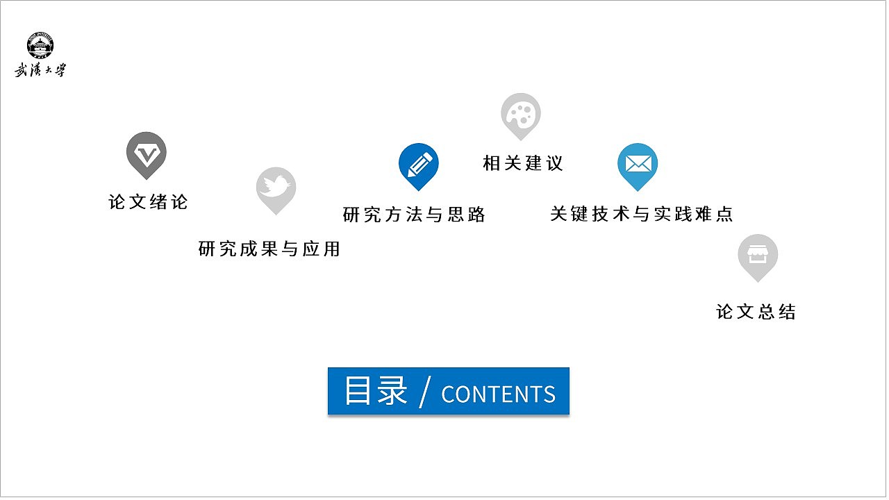 清晰蓝色几何体大学生毕业论文答辩PPT模板