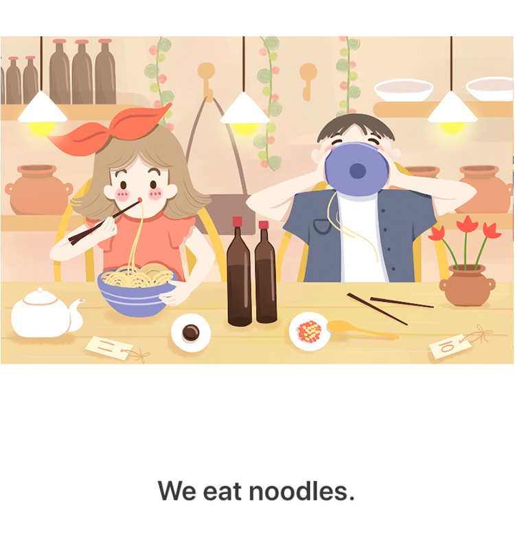 与gkid英语合作的插画项目 at the restaurant