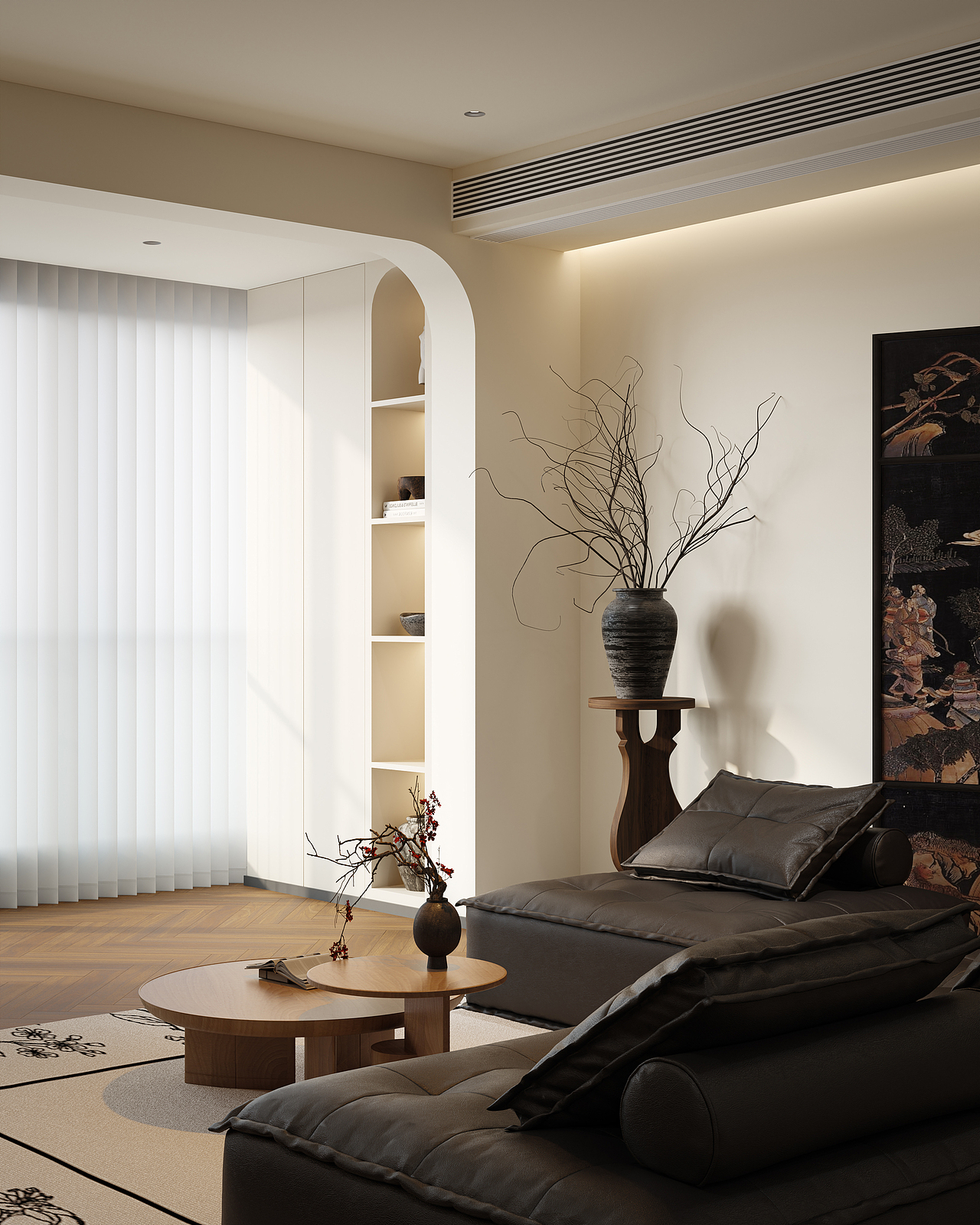 奶油中古风客餐厅渲染表现