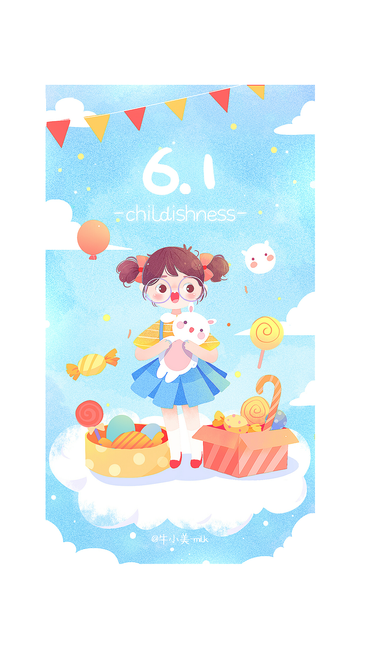 六一儿童节快乐~（图ZODA4OTA5ODg=） - 商业插画 - 站酷设计师牛小美milk原创素材 - 站酷ZCOOL