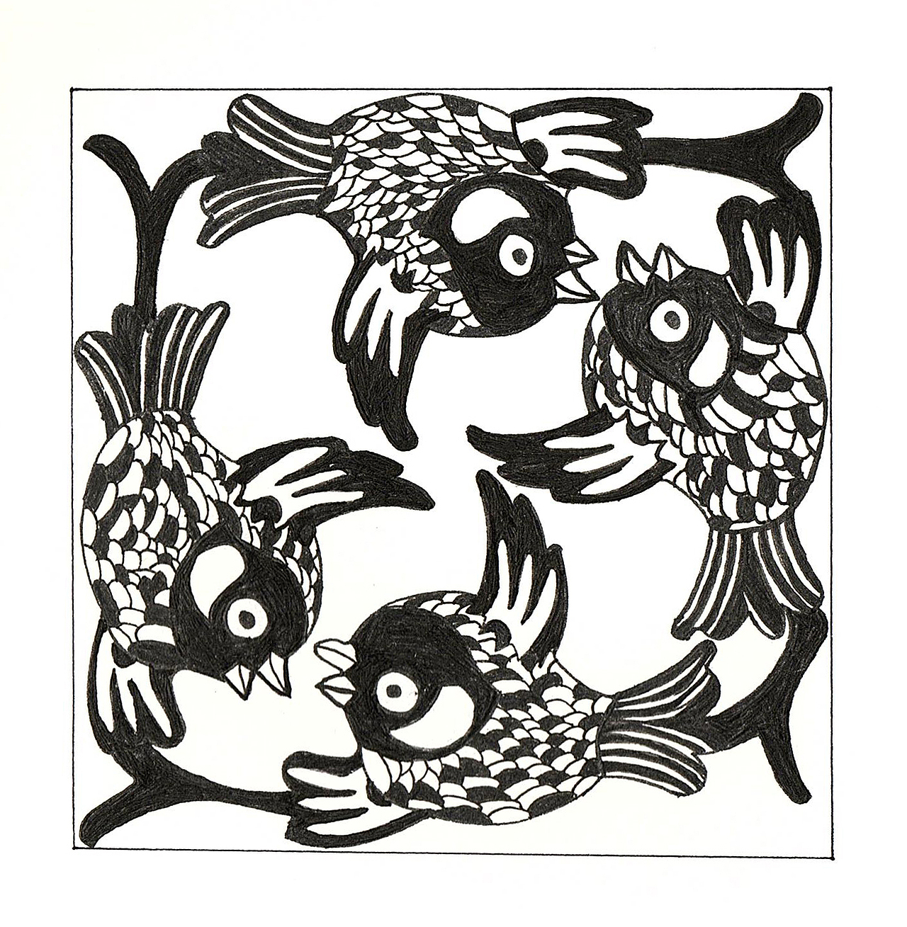 图形创意作业黑白装饰画作业图案动物变形作业人物图案变形作业不锈钢