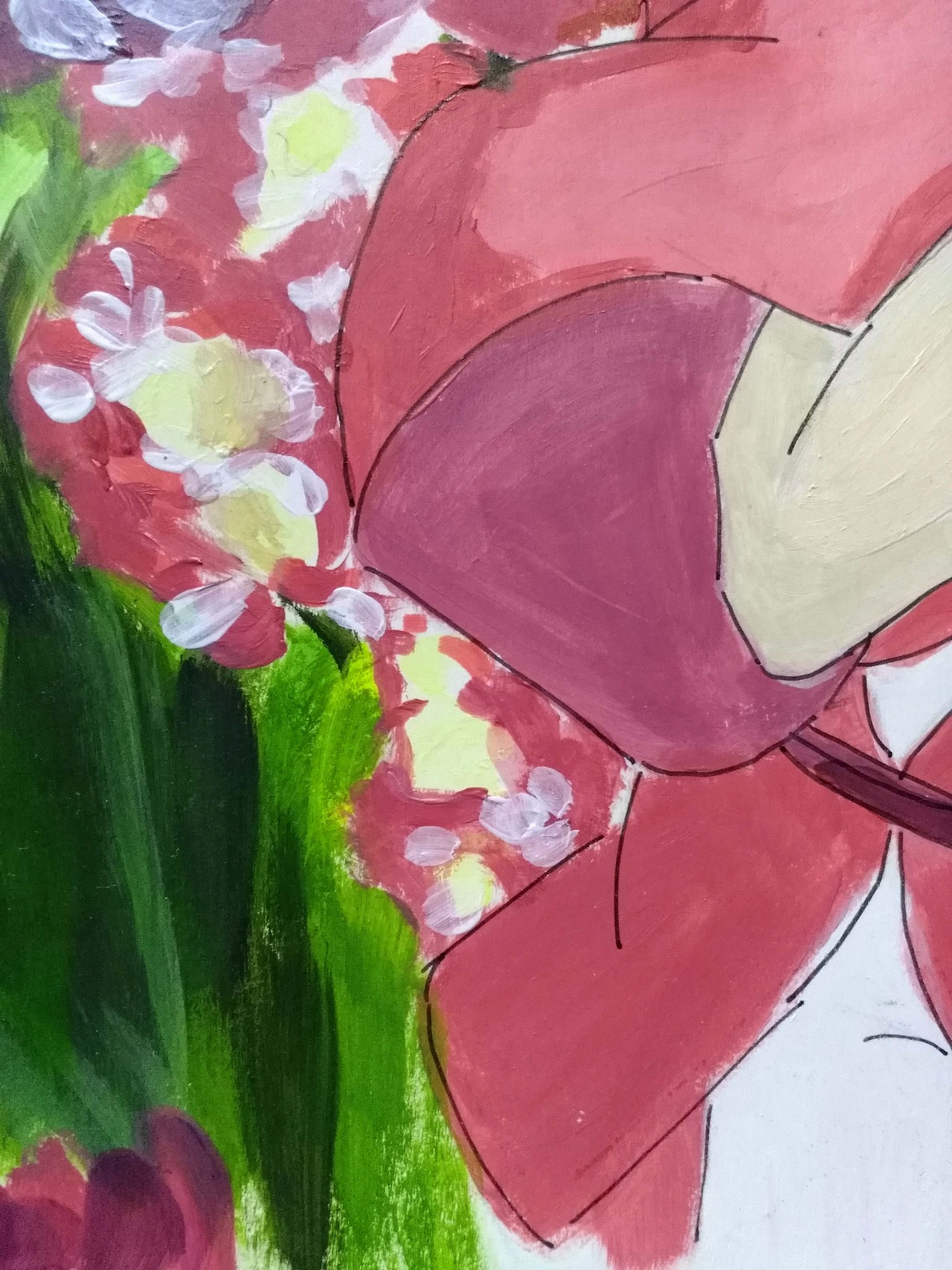 《千与千寻》之花丛中奔跑的千寻 丙烯画（图ZMTE3ODY3MzY4） - 绘画 - 站酷设计师串线景天原创素材 - 站酷ZCOOL