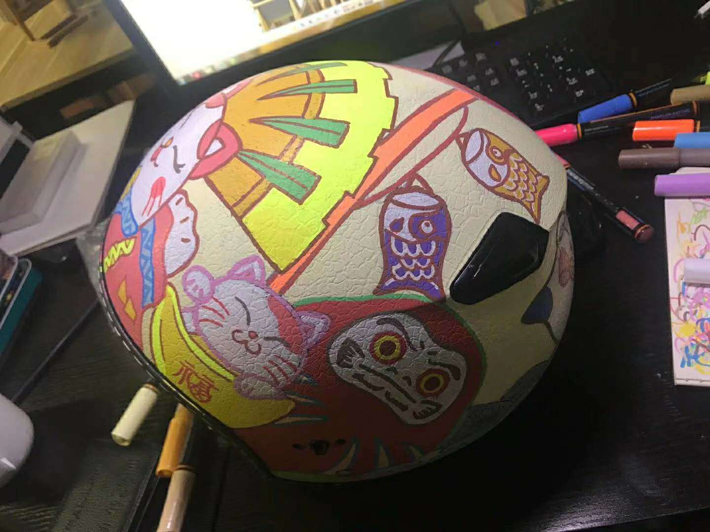 【约绘寻鹿】客订の何老师纯手绘浮世绘猫咪彩绘头盔