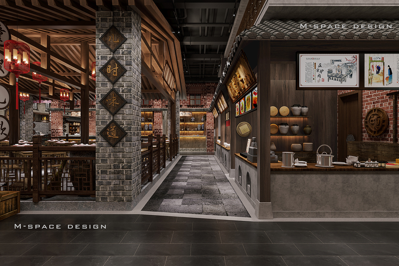 小吃街商业效果图表现|三维|场景|艾木空间设计 - 原创作品 - 站酷