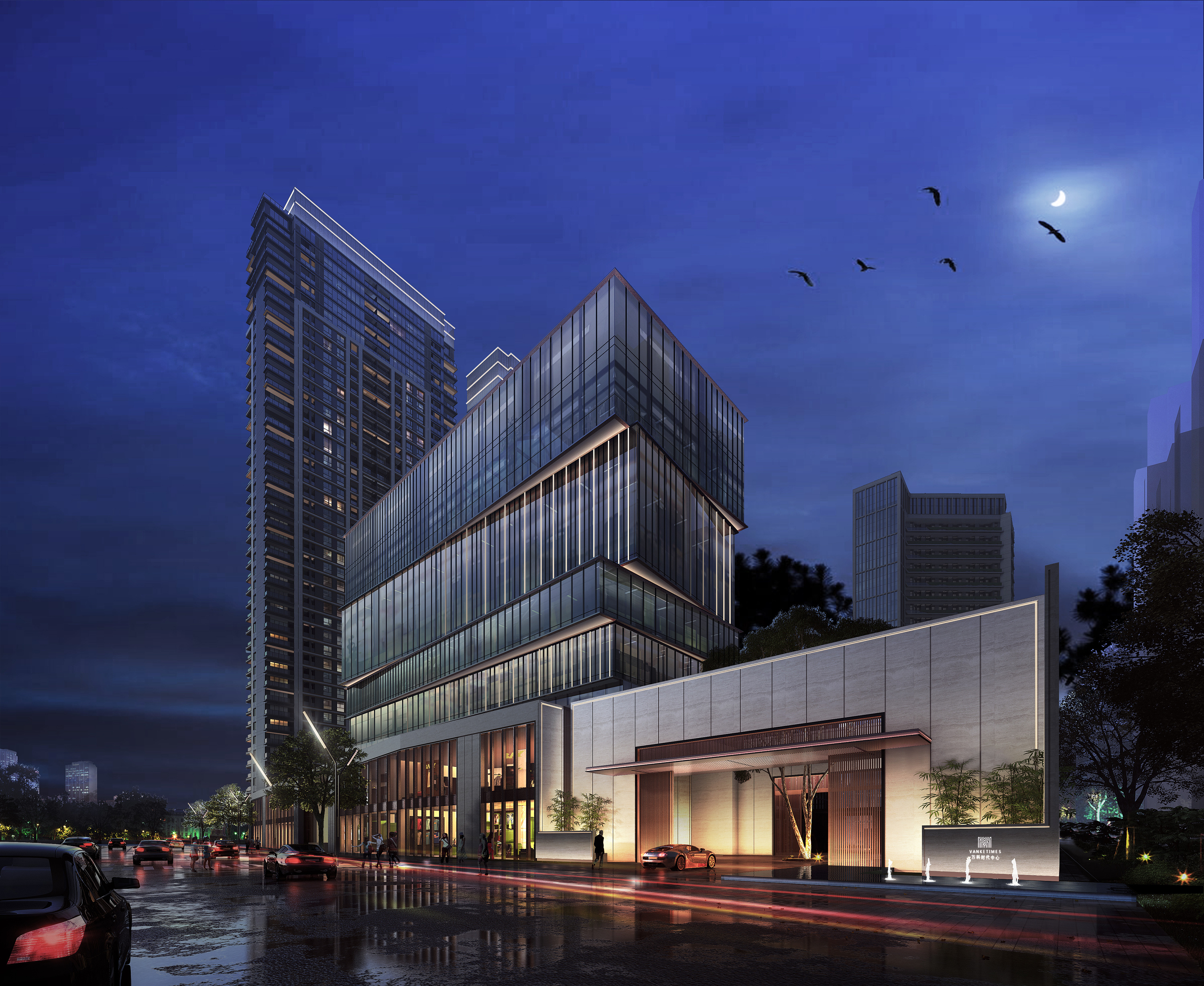 某住宅楼小区夜景灯光设计|空间|建筑设计|麦克白先桑 - 原创作品