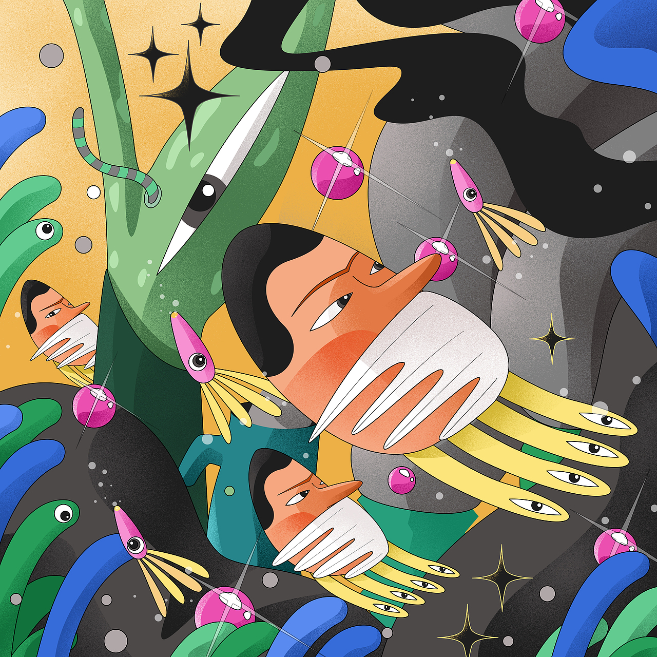 “反噬进化”生态危机插画设计（图ZMjU0OTgyNDI4） - 概念设定 - 站酷设计师南星Shea原创素材 - 站酷ZCOOL