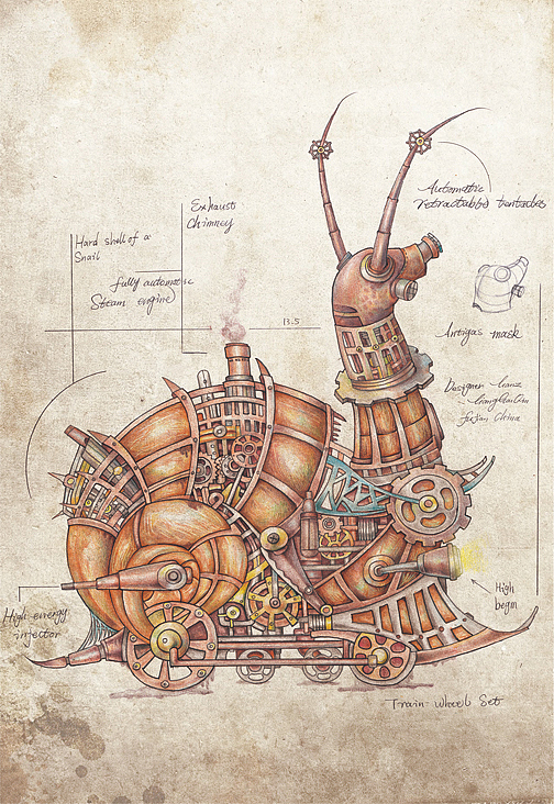 蒸汽朋克风彩色铅笔画系列 绘画步骤教程