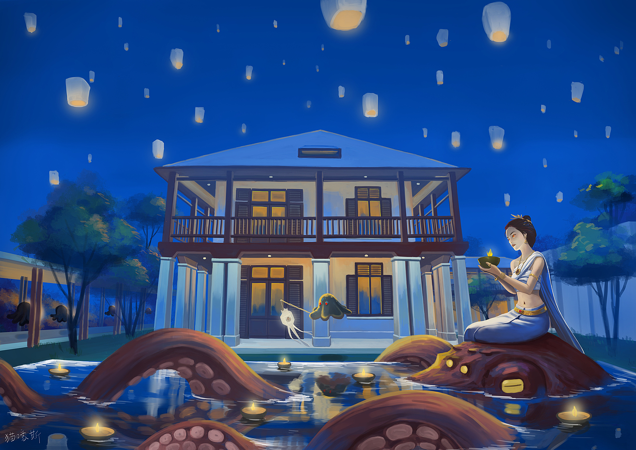 节日里的嗨爪夫人（图ZMTkwNjQzMjk2） - 绘本 - 站酷设计师猫嚎斯原创素材 - 站酷ZCOOL