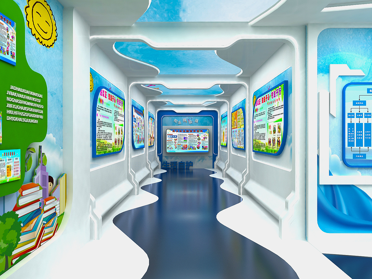 法治青少年文化展厅设计3D效果图（图ZMjE3OTQ1NDUy） - 场景 - 站酷设计师3D设计师NG男原创素材 - 站酷ZCOOL