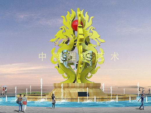 五龙戏珠雕塑  抽象雕塑  雕塑手绘图