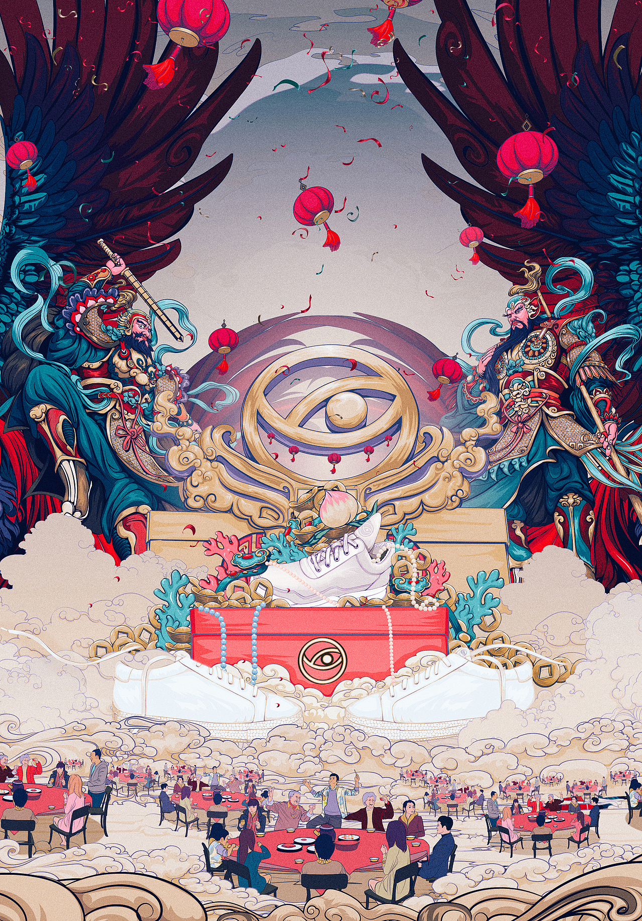 丁酉年“凤凰来仪”鸡年春节主题中国风吉祥物生肖插画（图ZNjkxOTA5MjA=） - 商业插画 - 站酷设计师武减武文化创意原创素材 - 站酷ZCOOL