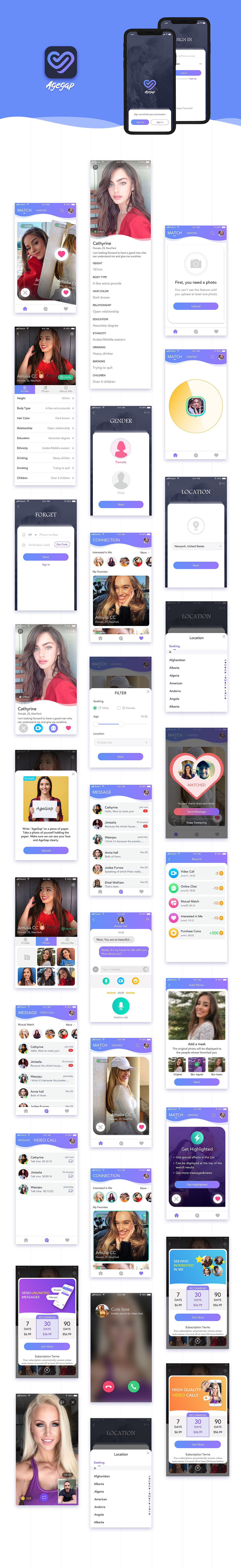 近期做的两套dating产品（图ZMjI3NDU5MzYw） - APP界面 - 站酷设计师Elain格式化11原创素材 - 站酷ZCOOL