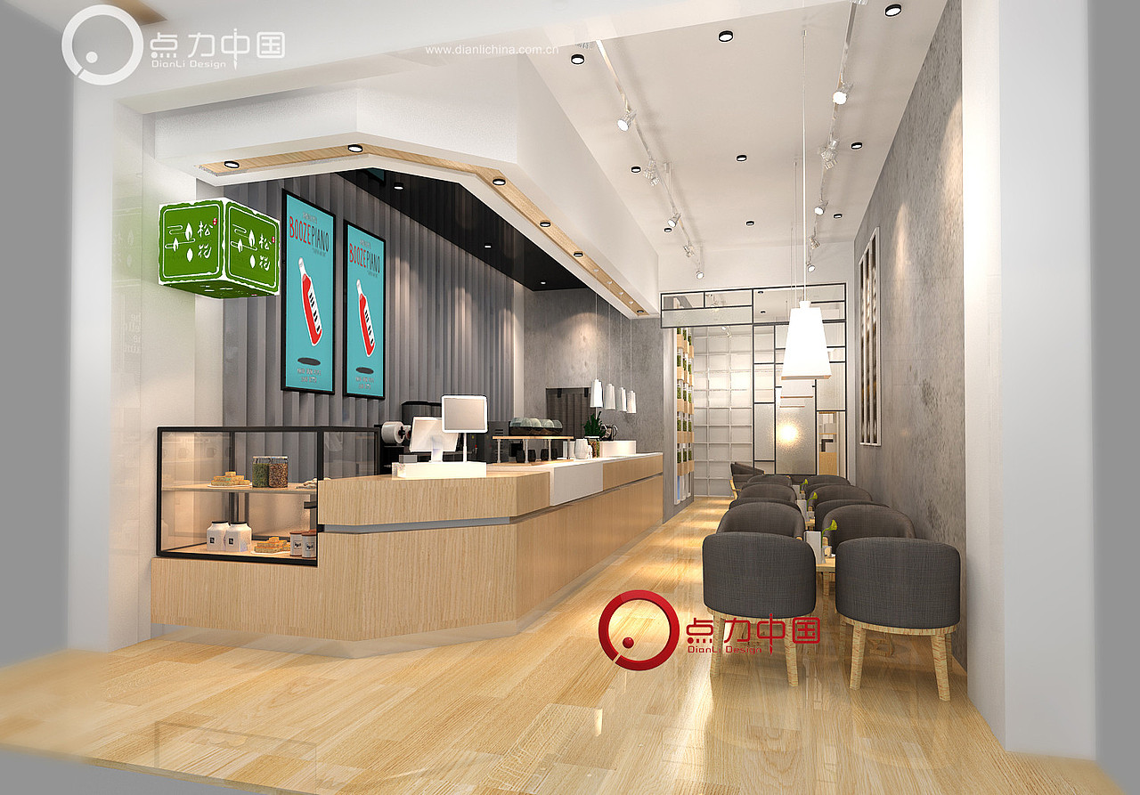 网红奶茶店效果图、奶茶店效果图、水吧效果图