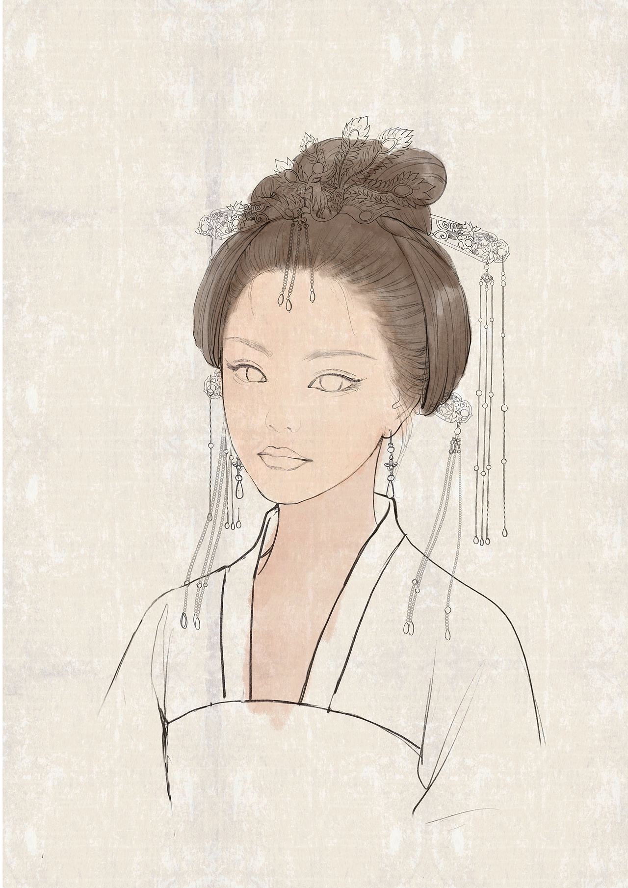 唐妆（图ZMjQ0OTcxNjMy） - 艺术插画 - 站酷设计师月溪鸣原创素材 - 站酷ZCOOL