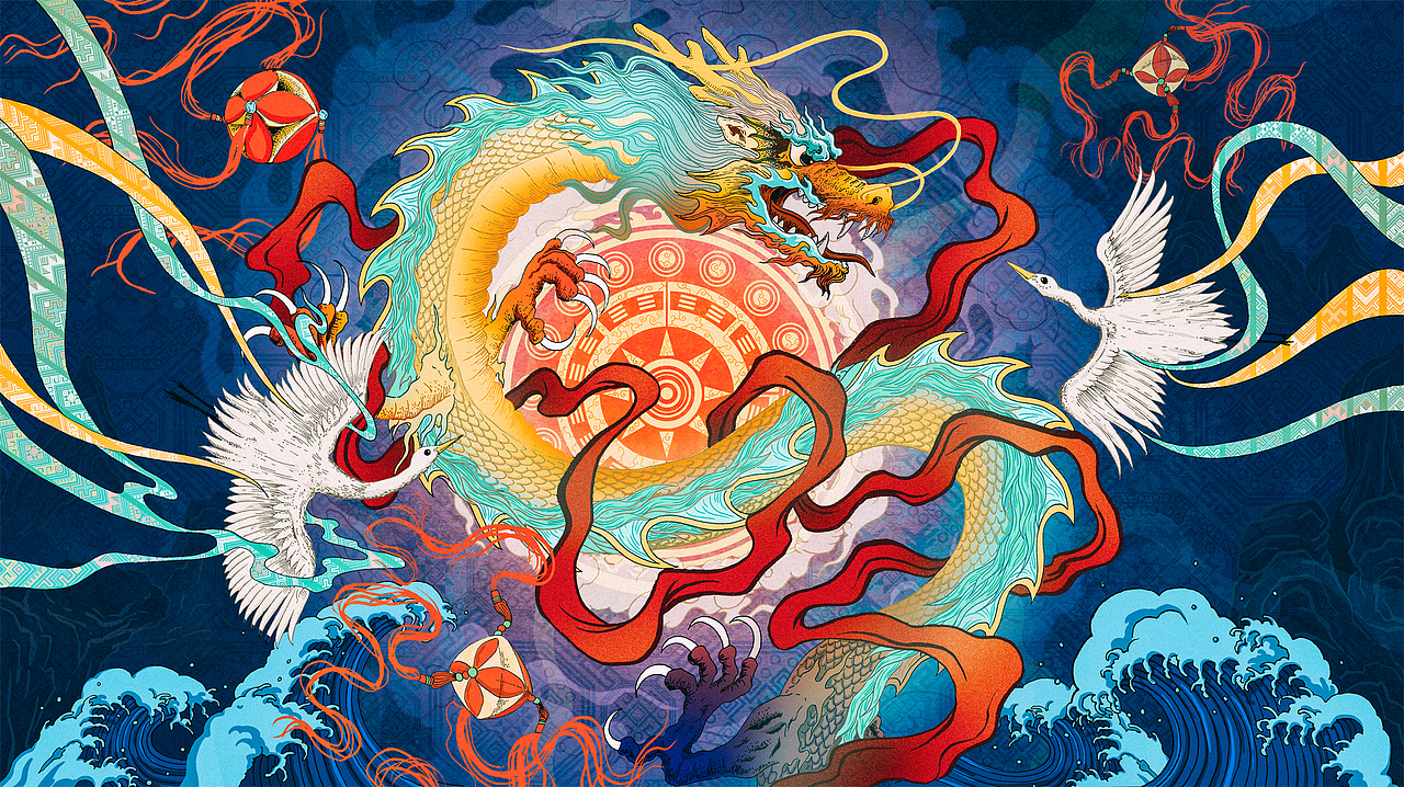 聚秀中国H5开头插画