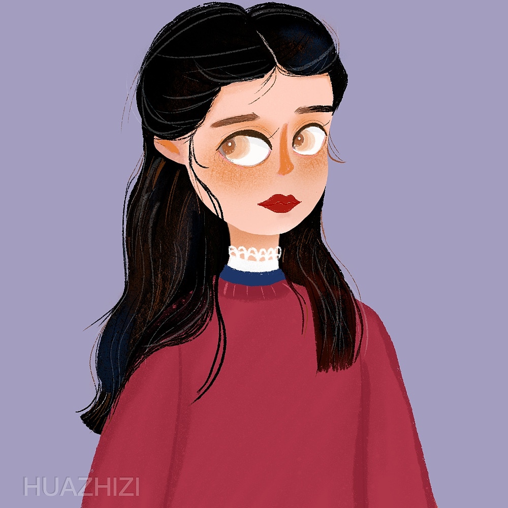 花栀子插画女生头像唯美复古