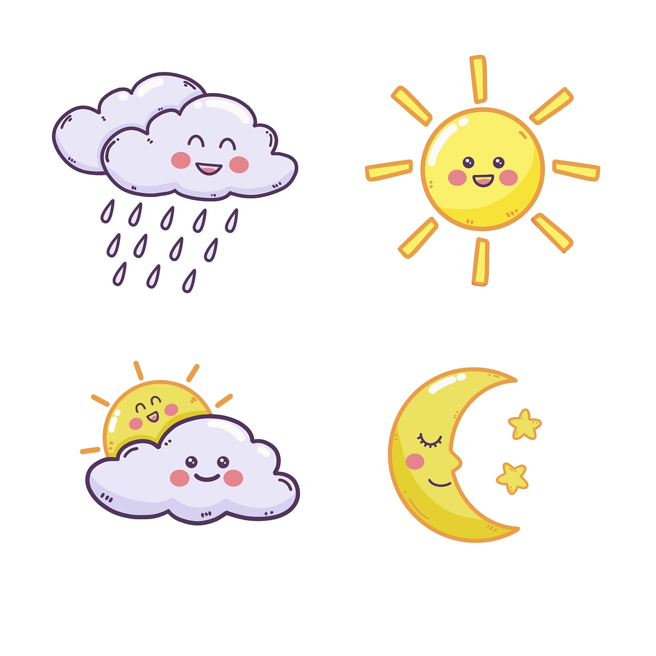 手绘天气表情小元素|插画|商业插画|汤小翼wing - 原创作品 - 站酷