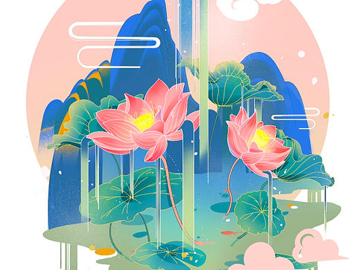 国风荷花🪷 — 不同的背景表现方式