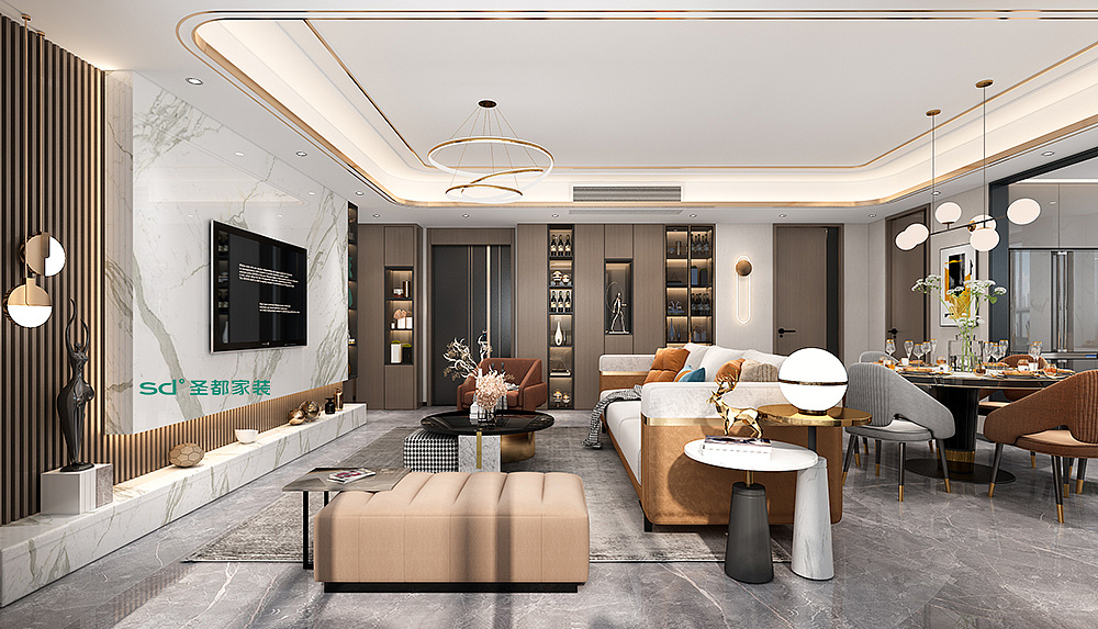 圣都家装丨滨江壹品150方现代轻奢风格