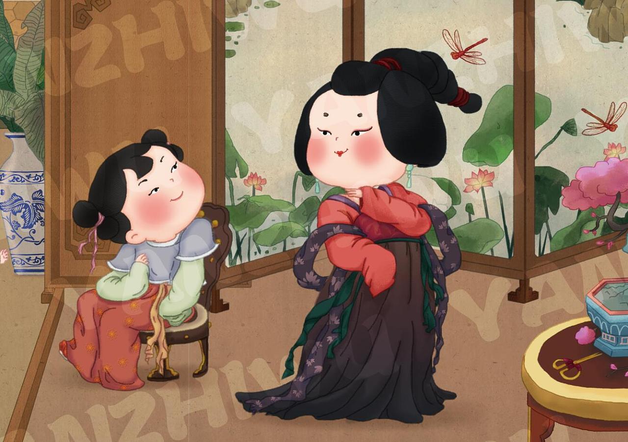 唐风——天伦之乐|插画|创作习作|言之午 - 原创作品 - 站酷 (zcool)