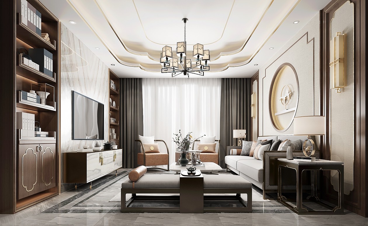 新中式风格（图ZMjI2NDExOTU2） - VR设计 - 站酷设计师效果图制作小静原创素材 - 站酷ZCOOL