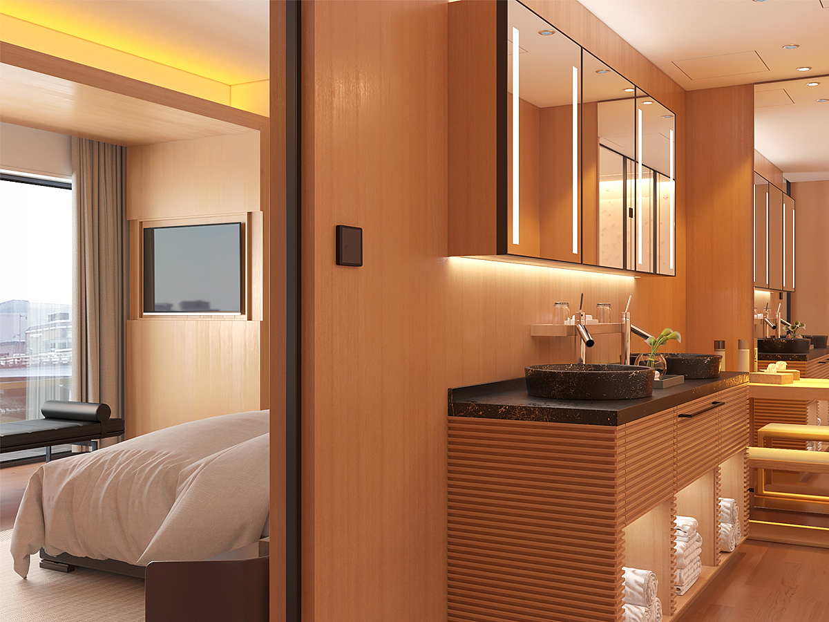 卧室的背面藏有一方温馨的卫浴空间。