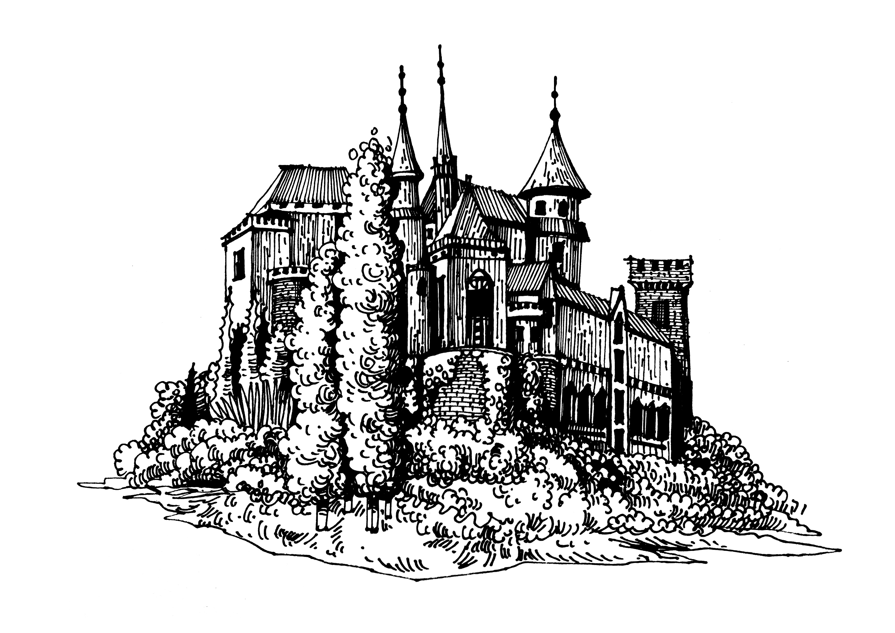 素描城堡图片简单点的图片