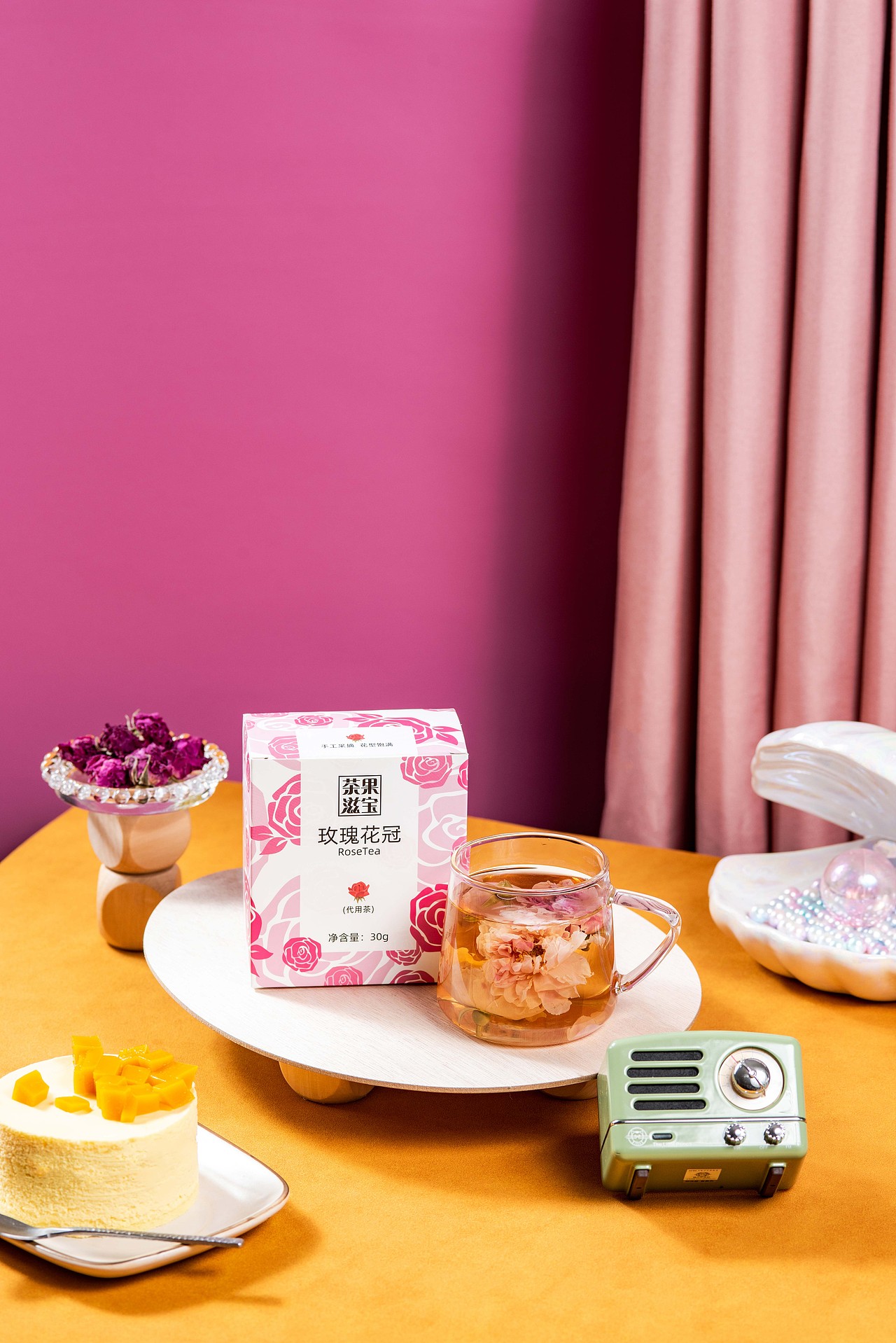 茶果滋宝玫瑰花冠茶（图ZMjk4MTE1Mzc2） - 产品摄影 - 站酷设计师吉吉造像原创素材 - 站酷ZCOOL