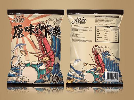 【包装插画】音乐虾条包装——浮世绘风格