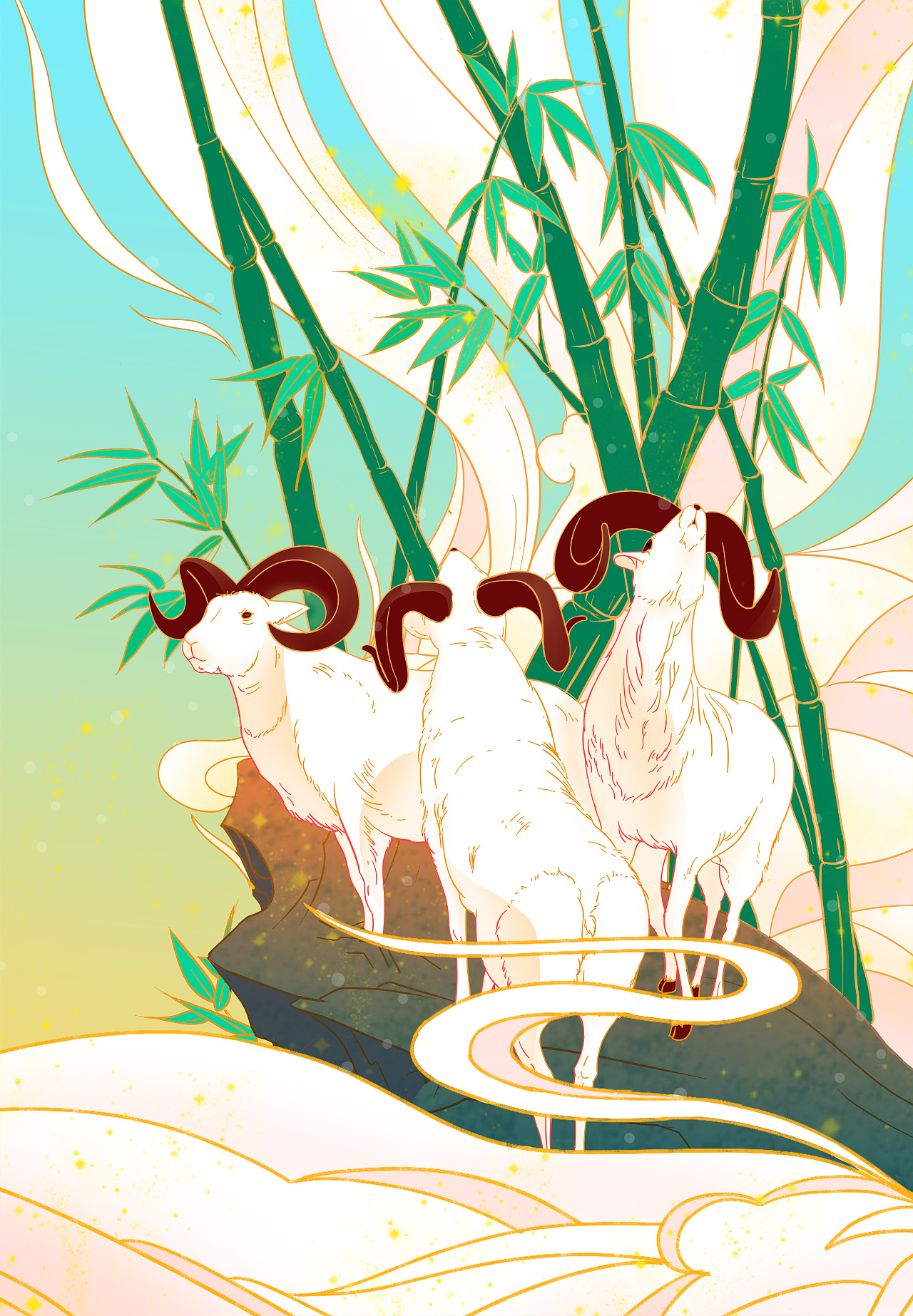 祭密枝系列——羊|插画|创作习作|偶然黄昏见 - 原创作品 - 站酷