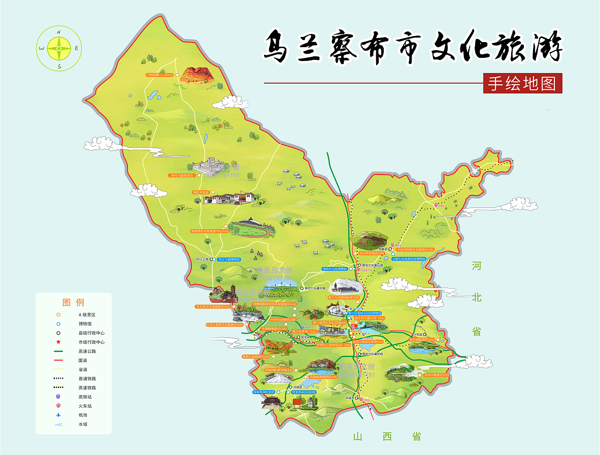 乌兰察布市文旅地图