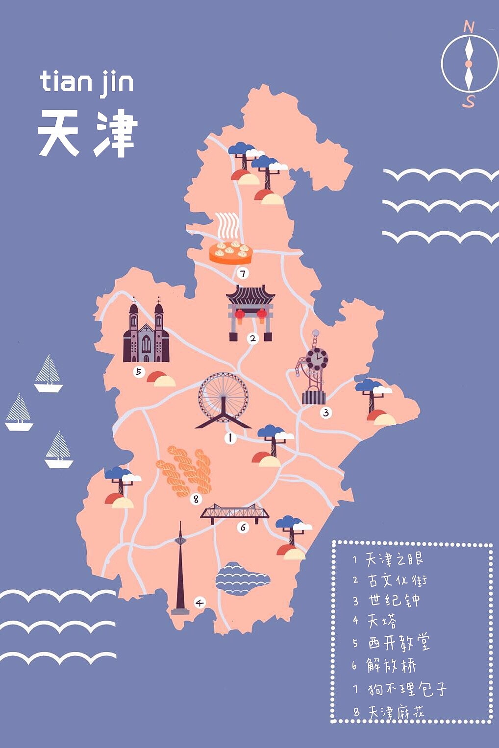 天津手绘地图