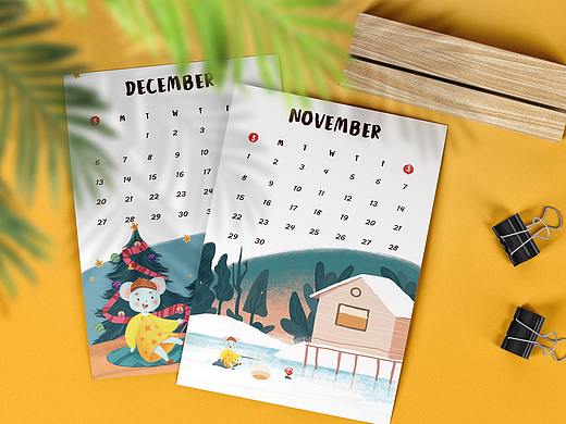 鼠年插画日历2020