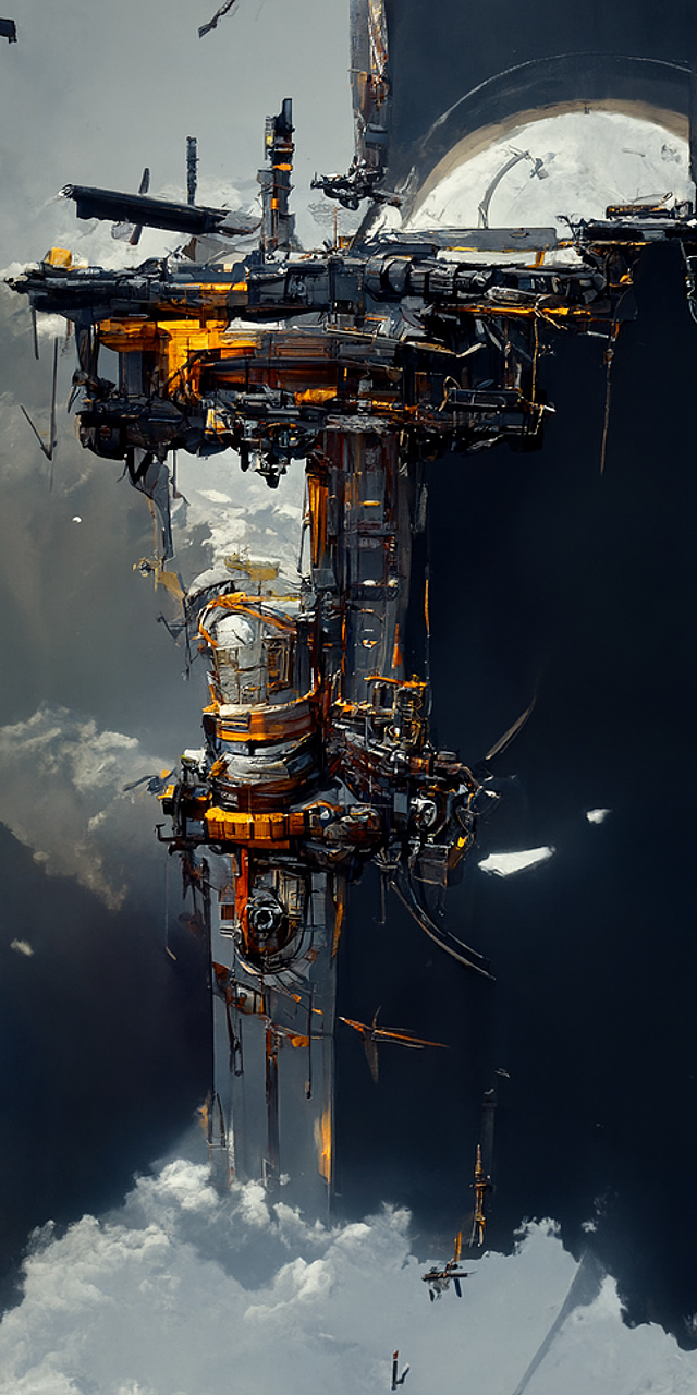 0原创作品插画概念设定画科幻三体空间站概念设计求约稿赛博朋克头盔