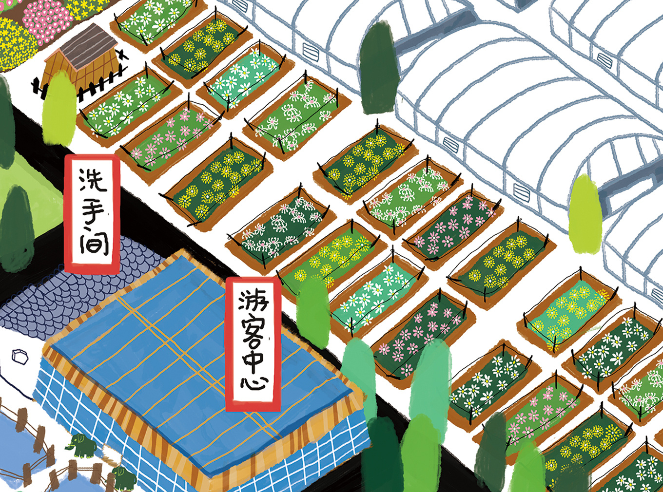 为"采菊东篱"田园综合体绘制的手绘地图一张