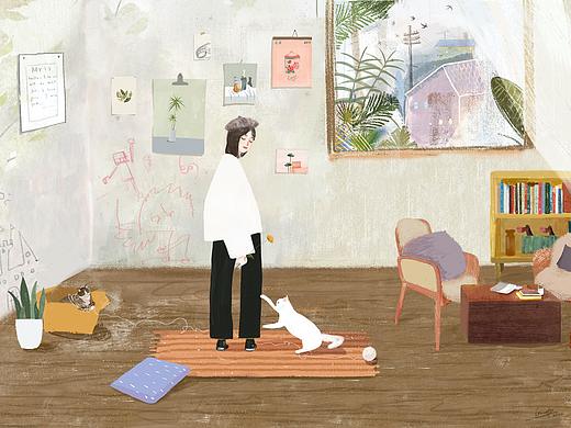 女孩与猫的生活（个人主页-ZNDk1MTUyMDg=） - 艺术插画 - 站酷设计师Liuyis09原创素材 - 站酷ZCOOL